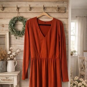 Rust Long Sleeve Dress
